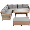 Rattan L-Shaped Patio Sectional — 5-piece outdoor wicker sectional sofa set with cushions