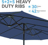 Deep Navy Blue 15 ft Rectangular Patio Umbrella with Crank Base