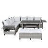 Rattan L-Shaped Patio Sectional — 5-piece outdoor wicker sectional sofa set with cushions
