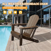 Folding HDPE Adirondack Chair with Cup Holder, Brown