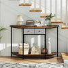 2-Tier Industrial Console Table with Fabric Drawers