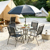 Black & Coffee 6-Piece Patio Dining Set for 4 with Umbrella