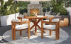 5-Piece Round Acacia Wood Outdoor Dining Set with 4 Armchairs