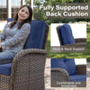 Wicker Swivel Rocker Chairs Set of 2 with Glass-Top Side Table
