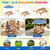 Navy Kids Picnic Table with Adjustable Umbrella & Sand-Water Play