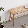 Woven Oak Dining Bench with Handwoven Cane Seat
