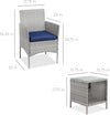 Coastal Wicker Bistro Set — 3 Piece, Navy & Gray
