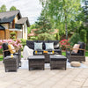 Outdoor Rattan Patio Set with Swivel Rockers, 7-Piece