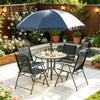 Black & Coffee 6-Piece Patio Dining Set for 4 with Umbrella