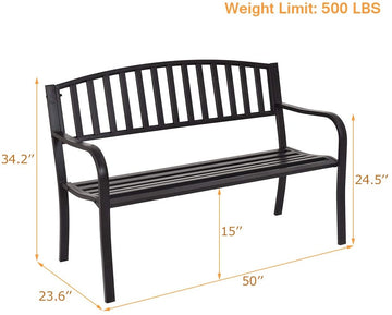 50-Inch Steel Outdoor Garden Bench Loveseat