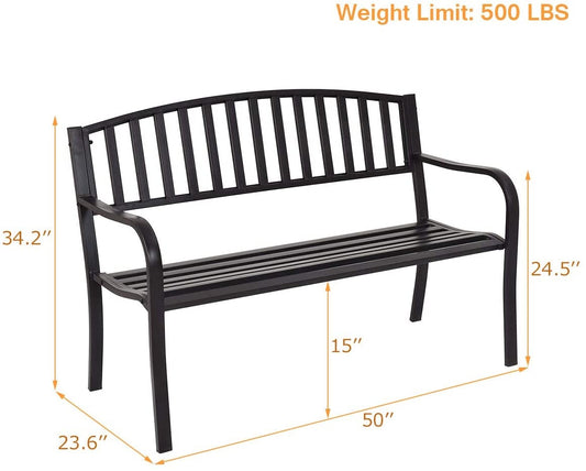 50-Inch Steel Outdoor Garden Bench Loveseat
