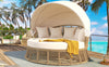 Outdoor Wicker Daybed with Adjustable Backrest, Cushions and Canopy