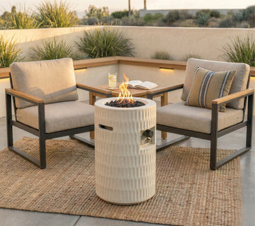 Concrete Propane Fire Column, 40,000 BTU — Beige