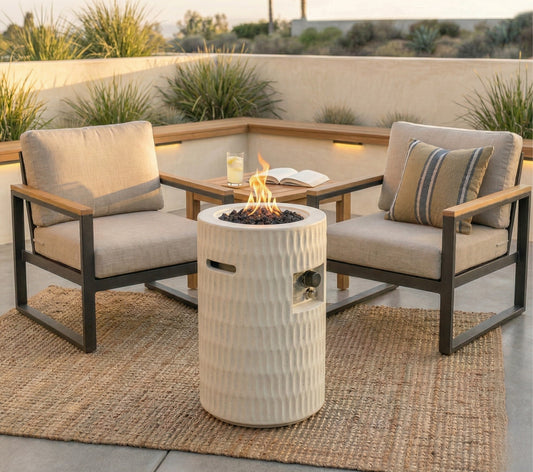 Concrete Propane Fire Column, 40,000 BTU — Beige