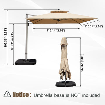 10 X10  Square Cantilever Umbrella With Center Pole
