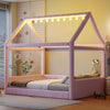 Full Sized House Shaped Corduroy Daybed Powder Pink-2