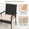 3-Piece PE Wicker Bistro Set with Glass 2-Tier Side Table, Beige
