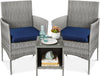 Coastal Wicker Bistro Set — 3 Piece, Navy & Gray