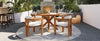 5-Piece Round Acacia Wood Outdoor Dining Set with 4 Armchairs