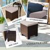 2 Piece Wicker Outdoor Ottomans With Cushions