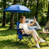 Folding Camping Chair with Detachable Sun Umbrella