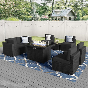 8-Piece Patio Conversation Set with 44-Inch Propane Fire Pit