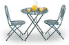 3-Piece Folding Bistro Set, Light Blue Outdoor Patio Furniture