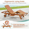 Solid Wood Outdoor Chaise Lounge with Side Table and Wheels