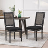 Cane-Back Solid Wood Dining Chairs, Set of 2