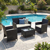 Rattan 4-Piece Conversation Set with Glass Table