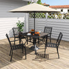 5-Piece Square Patio Dining Set with 37.8-Inch Wood-Grain Table and 4