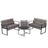 Wicker 4-Piece Patio Conversation Set with Cooler Storage
