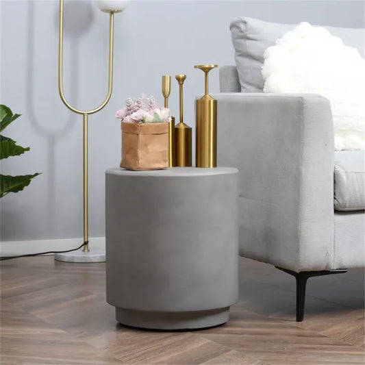 Concrete-Look Side Table, Light Gray