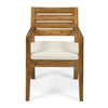 Acacia Wood Outdoor Dining Chairs with Cushions, Set of 2