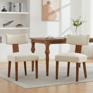 Linen Armless Dining Chairs, Set of 2 — Beige