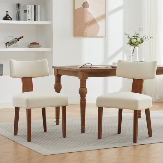 Linen Armless Dining Chairs, Set of 2 — Beige