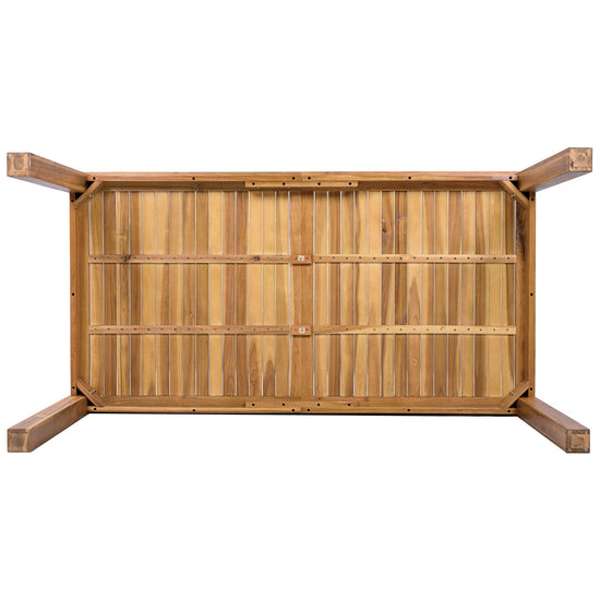 Acacia Outdoor Dining Set — 5-piece with 67-inch acacia wood table and four cushioned rattan chairs