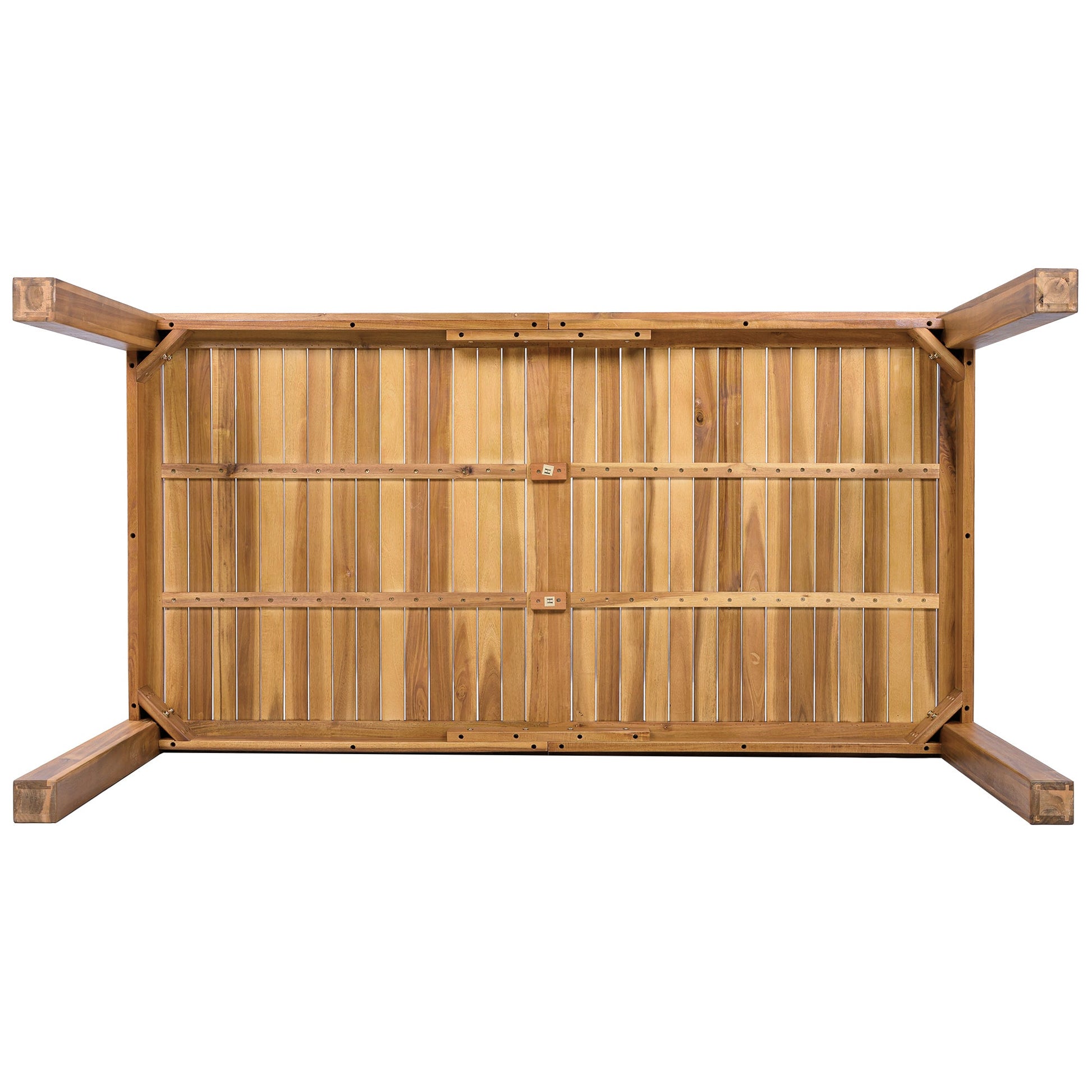 Acacia Outdoor Dining Set — 5-piece with 67-inch acacia wood table and four cushioned rattan chairs