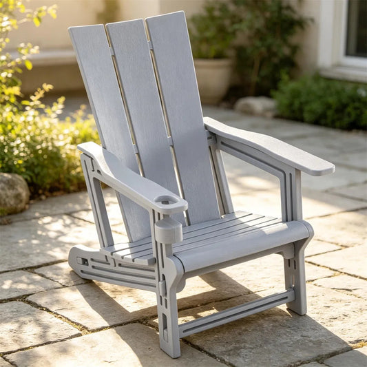 Gray HDPE Adirondack Chair with Cup Holder