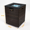 FlameHaven Wicker Propane Fire Pit Column with Glass Wind Guard