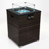 FlameHaven Wicker Propane Fire Pit Column with Glass Wind Guard