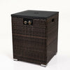 FlameHaven Wicker Propane Fire Pit Column with Glass Wind Guard