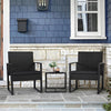 Black All-Weather Wicker Patio Conversation Set, 3-Piece