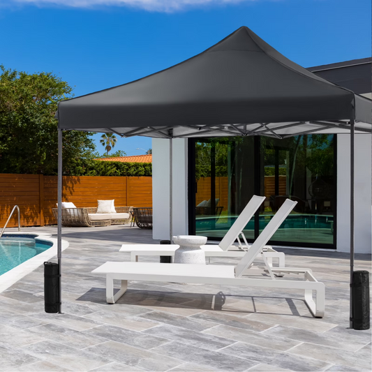 10x10 Pop-Up Canopy Tent with Slant Legs, Grey
