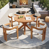 5-Piece Acacia Wood Round Outdoor Dining Set with Patio Table