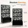 Leaf Pattern Metal Privacy Screen with Built-In Planter Box