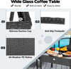 4 Piece Patio Rattan Conversation Set Glass Coffee Table-4