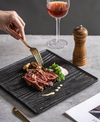 Modern Square Ceramic Dinner Plate｜High-Fired Stone-Texture Ceramic