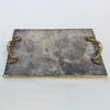 Smoky Quartz Agate Serving Tray With Brass Handles