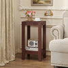 Tall Wooden Sofa End Table with Storage Shelf